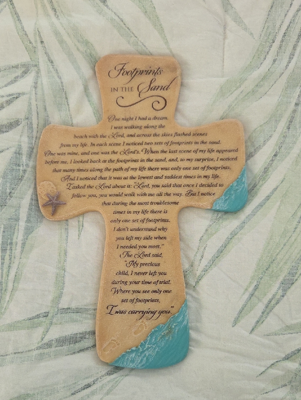 Footprints in the Sand Decorative Cross